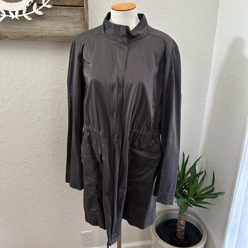 Eileen fisher gray utility anorak jacket‎ coat cotton nylon ladies size XL